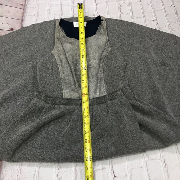 Joy Cioci Women Sleeveless Taylor Dress Merino Wool Leather Size 6 Gray B209 -27 - Picture 4 of 13